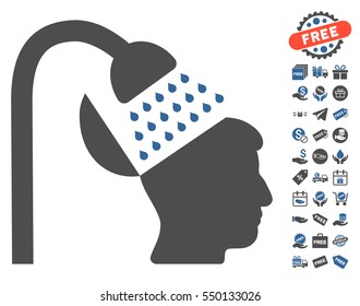 Open Mind Shower pictograph with free bonus symbols. Vector illustration style is flat iconic symbols, cobalt and gray colors, white background.