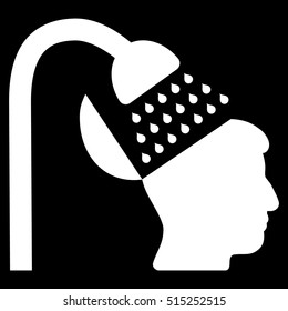 Open Mind Shower vector pictogram. Style is flat graphic symbol, white color, black background.