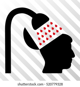 Open Mind Shower vector pictogram. Illustration style is flat iconic bicolor intensive red and black symbol on a hatched transparent background.