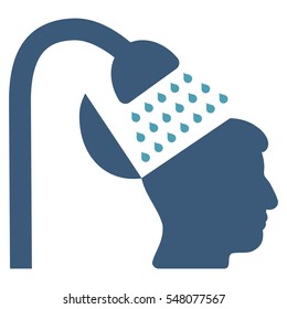Open Mind Shower vector pictogram. Style is flat graphic bicolor symbol, cyan and blue colors, white background.