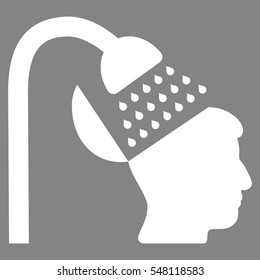 Open Mind Shower vector pictogram. Style is flat graphic symbol, white color, gray background.
