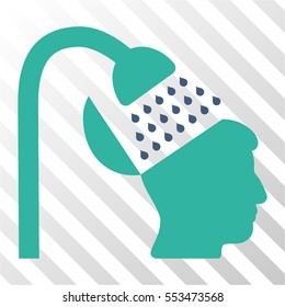 Open Mind Shower vector pictogram. Illustration style is flat iconic bicolor cobalt and cyan symbol on a hatched transparent background.