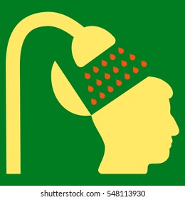 Open Mind Shower vector pictograph. Style is flat graphic bicolor symbol, orange and yellow colors, green background.