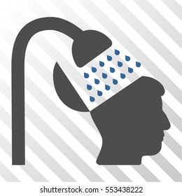 Open Mind Shower vector pictograph. Illustration style is flat iconic bicolor cobalt and gray symbol on a hatched transparent background.