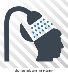 Open Mind Shower vector pictograph. Illustration style is flat iconic bicolor smooth blue symbol on a hatched transparent background.