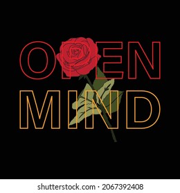 open mind t shirt, rose, red rose, young, quotes