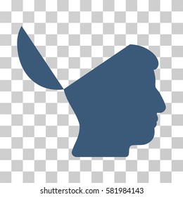 Open Mind vector icon. Illustration style is a flat iconic blue symbol on a transparent background.