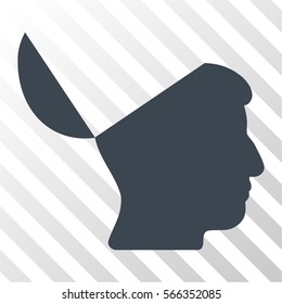 Open Mind vector pictogram. Illustration style is flat iconic smooth blue symbol on a hatched transparent background.