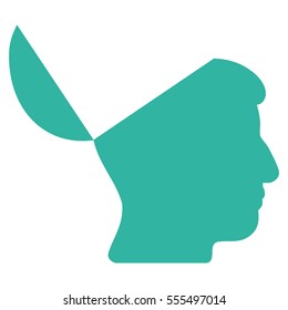 Open Mind vector pictograph. Style is flat graphic symbol, cyan color, white background.
