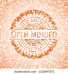 Open Minded abstract orange mosaic emblem