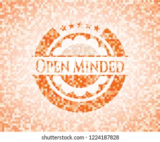Open Minded abstract orange mosaic emblem