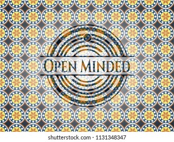 Open Minded arabic badge background. Arabesque decoration.