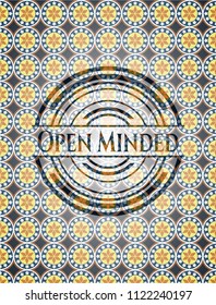 Open Minded arabic style badge. Arabesque decoration.