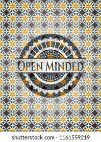 Open Minded arabic style emblem. Arabesque decoration.