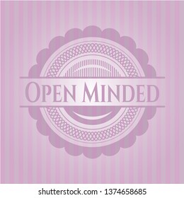 Open Minded badge with pink background