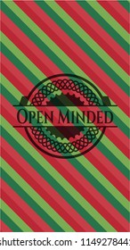 Open Minded christmas badge background.