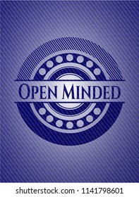 Open Minded emblem with jean background