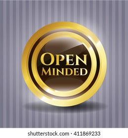 Open Minded gold shiny badge