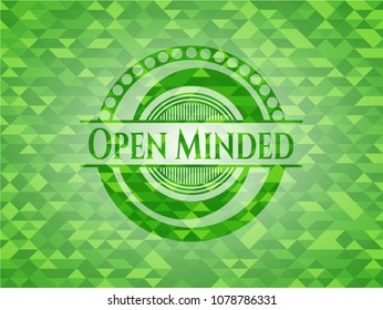  Open Minded green emblem with mosaic background