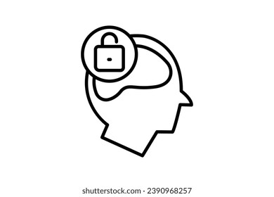 icono de mente abierta. con candado abierto. icono relacionado con los valores centrales. estilo de icono de línea. diseño de vector simple editable