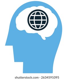 Open minded icon vector for flexible thinking and growth mindset themes. Ideal for mental health, school, or creativity-related education content.
