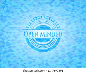 Open Minded light blue emblem with mosaic background