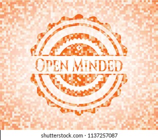 Open Minded orange mosaic emblem with background