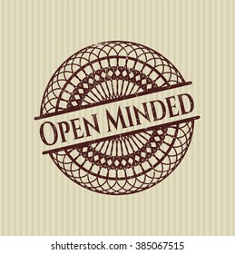 Open Minded rubber stamp with grunge texture