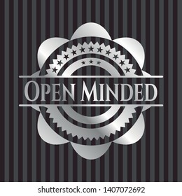 Open Minded silvery emblem. Vector Illustration. Mosaic.