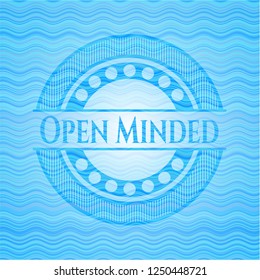 Open Minded water wave style emblem.