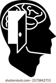 Open Mindedness Icon - Black Filled Style - Critical Thinking Theme