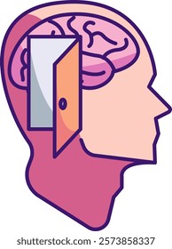 Open Mindedness Icon - Lineal Color Style - Critical Thinking Theme