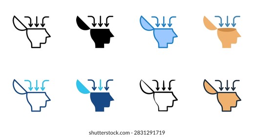 Open mindedness icons set multiple style collection. Editable stroke 