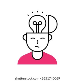 Abrir Vector de Mindedness Icono de estilo de ilustración de contorno lleno. Archivo EPS 10