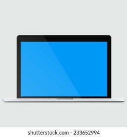 open modern laptop with the blue empty screen ready for any information