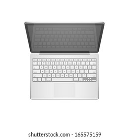 Open Modern Laptop, Top View, Vector Illustration