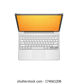Open Modern Laptop, Top View, Vector Illustration