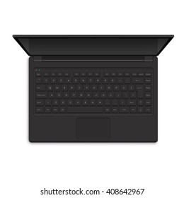 Open Modern Laptop, Top View, Vector Illustration