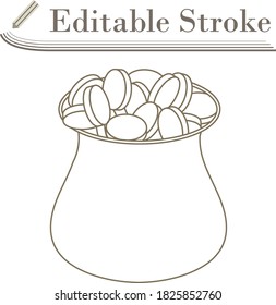 Open Money Bag Icon. Editable Stroke Simple Design. Vector Illustration.
