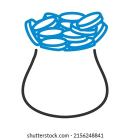 Open Money Bag Icon. Editable Bold Outline With Color Fill Design. Vector Illustration.