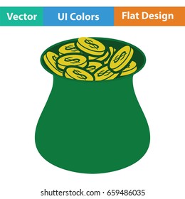 Open money bag icon. Flat color design. Vector illustration.