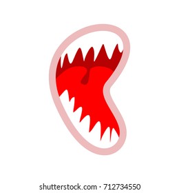Open monster mouth with teeth isolated. Vector illustration