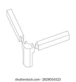 Open Mortise and Tenon Joint Outline Woodworking Illustration