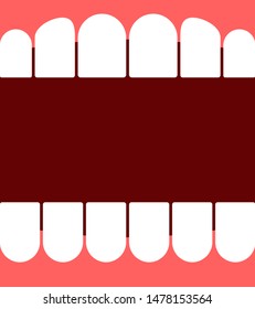 Open mouth background. Teeth and gums. vector illustration