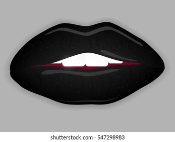 Open Mouth with black lips. Vector illustration