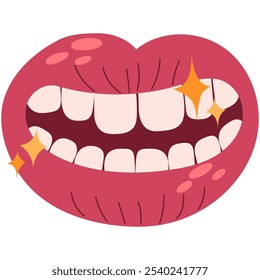 Open mouth with clean teeth. Healthy lifestyle and dental care. 