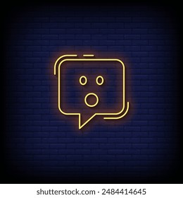 open mouth emoji symbol neon sign vector