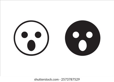 open mouth emoticon in outline and silhouette style