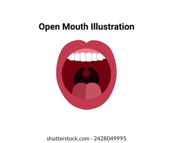 Open mouth flat illustration. Dentistry and orthodontics vector illustration. Dental clinic services, stomatology, dentistry, orthodontics, oral health care and hygiene vector.