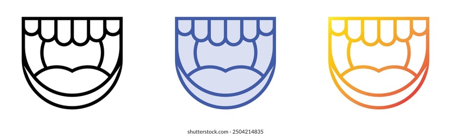 open mouth icon. Linear, Blue Fill and Gradient Style Design Isolated On White Background